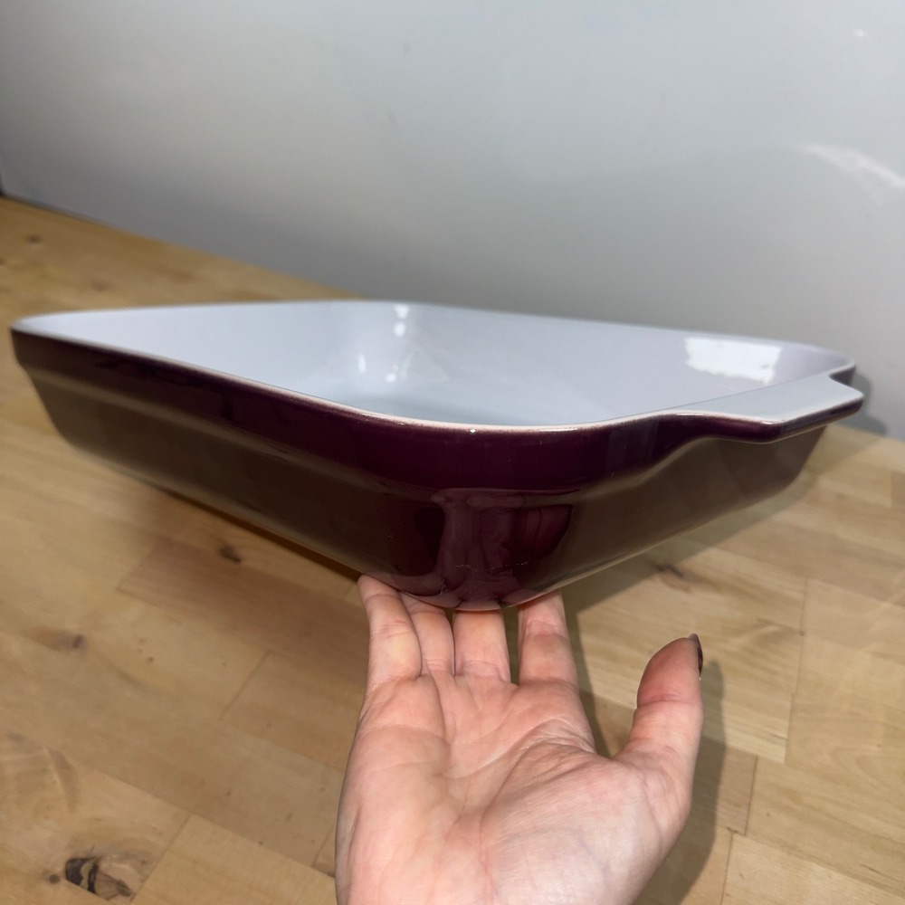 Emile Henry France Plum Purple Ceramic Rectangular Baker Casserole Dish 96.36